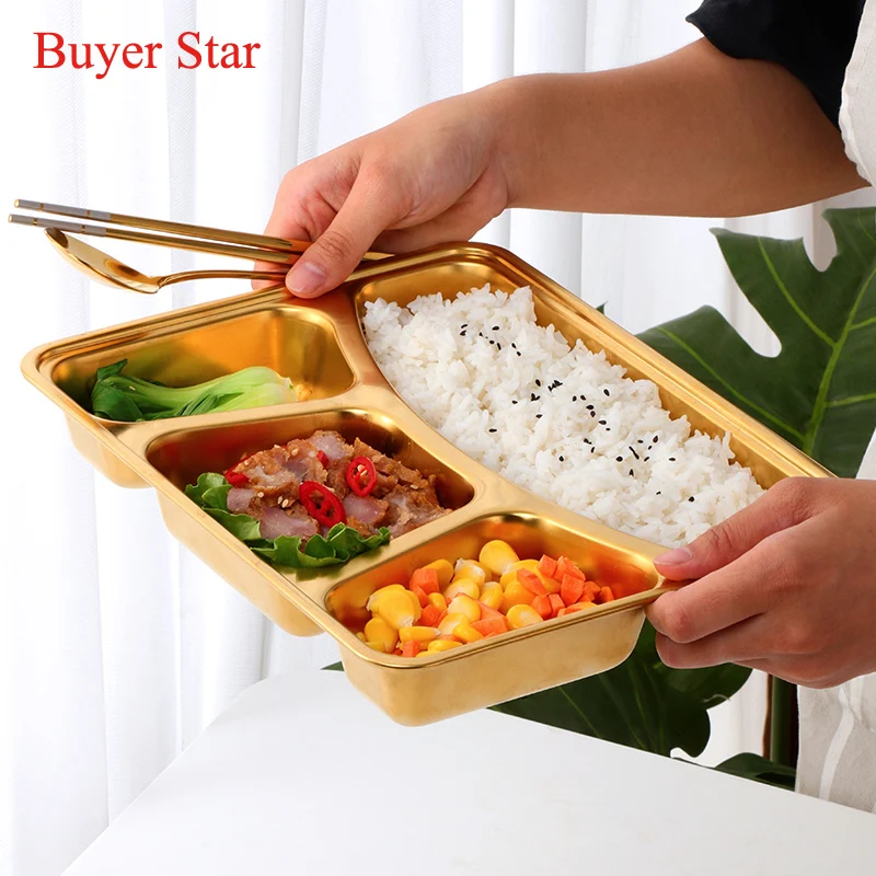 

Разделенный обеденный поднос из нержавеющей стали со стальной крышкой, контейнер для еды, тарелка для школы, столовой, ресторана, буфетной п...