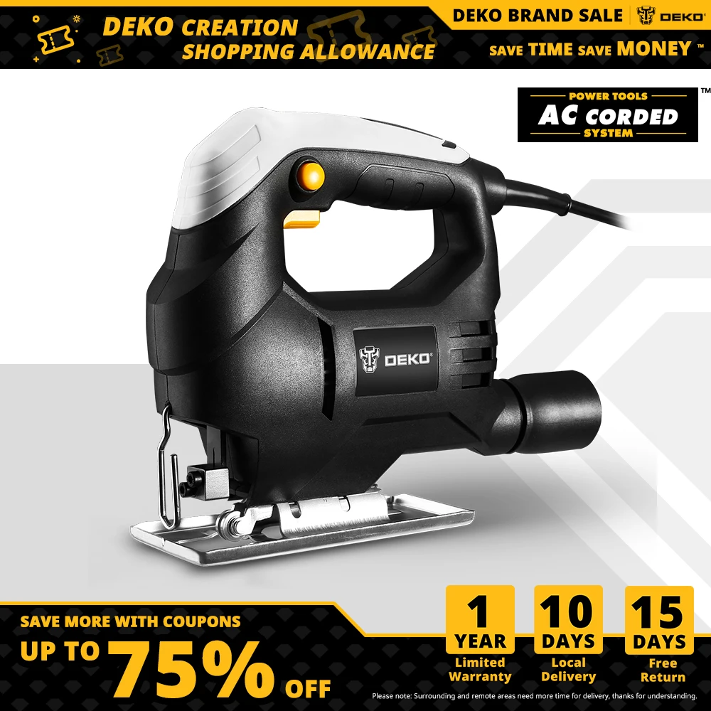 Лобзик DEKO, электропила 350 Вт с удобным непрерывным режимом и 1 лезвием