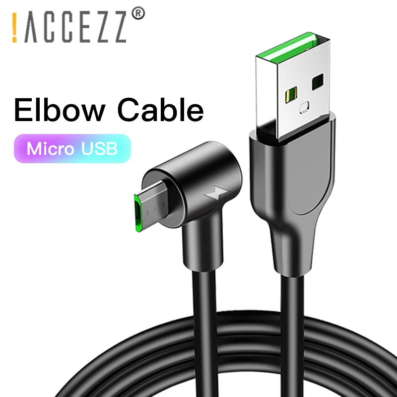 ! ACCEZZ 90 градусов Micro USB кабель 3A Быстрая зарядка Android для samsung Xiaomi huawei мобильный