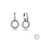 Женские сверкающие Двойные серьги-кольца, свадебные серьги из стерлингового серебра 2020 пробы, изящная бижутерия, 925