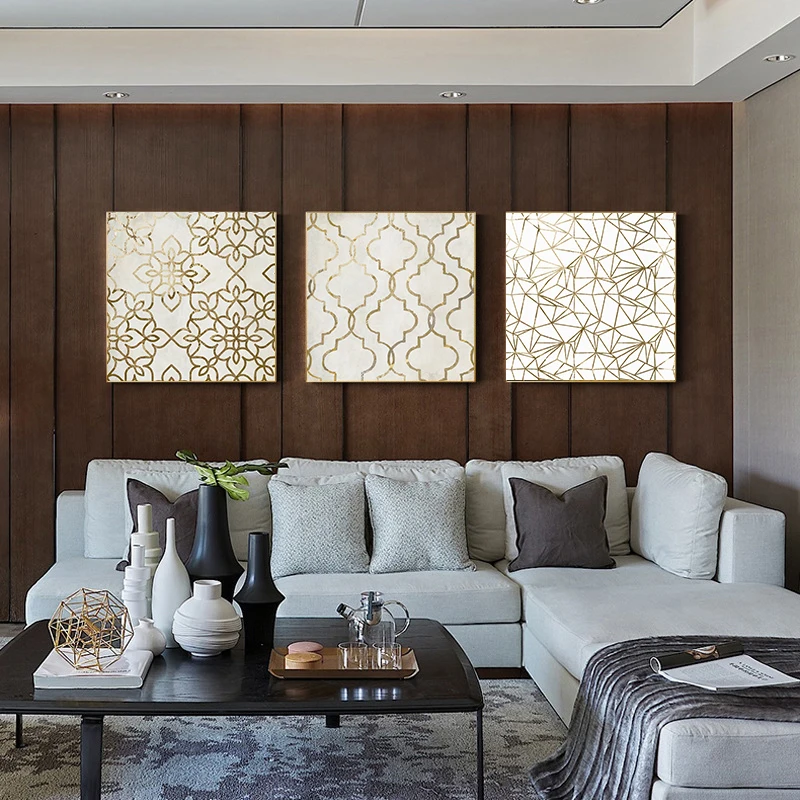 Цветочный узор Абстрактная живопись искусство стены холст для живописи золотого