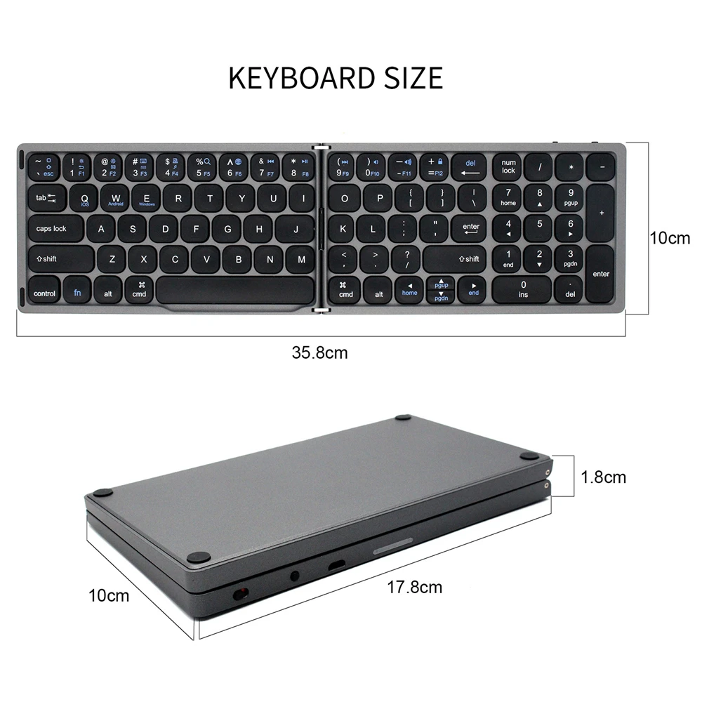 

Portable Mini Folding Wireless Bluetooth Keyboard With Numeric Keypad for Windows Android IOS Tablet Ipad Phone