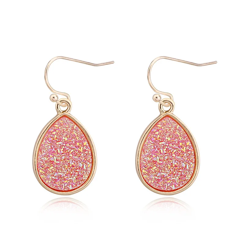 Водопада красочные Druzy Drusy Серьги Мини Смола Мода известный бренд дизайнер