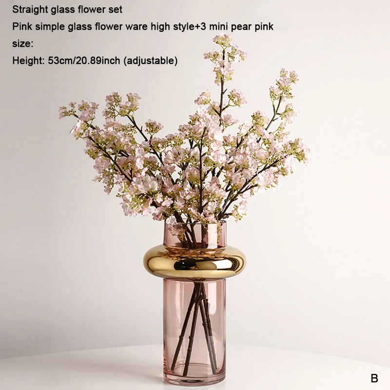 

Nordic light luxury gold-painted glass vase transparent flower arrangement flowers simulation flowers creative floral ornaments