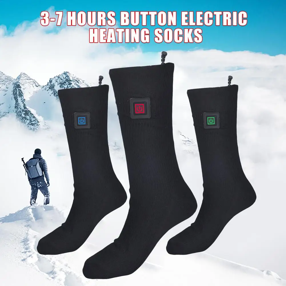 2200mAh 3.7V Button Electric Heating Socks Rechargeable Battery Powered Outdoor Skiing Cycling Warm Socks Winter Thermal Socks
