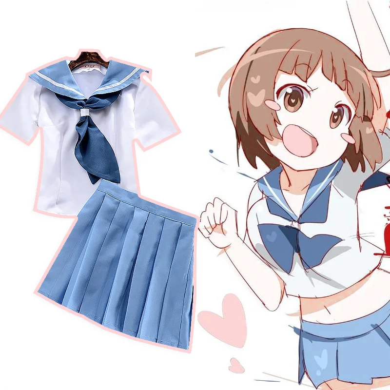 

Anime Double Cut Girl Cosplay Kill La Kill Full Ship Decorated Mako Cos Suit JK Uniform Sailor Suit T-shirt + Bow Tie + Skirt