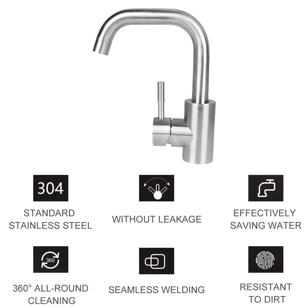 

Stainless Steel Faucet Metal Faucet Durable Water Faucet Cold Hot Water Faucet for Home Kitchen Bathroom Hotel (Short Style With