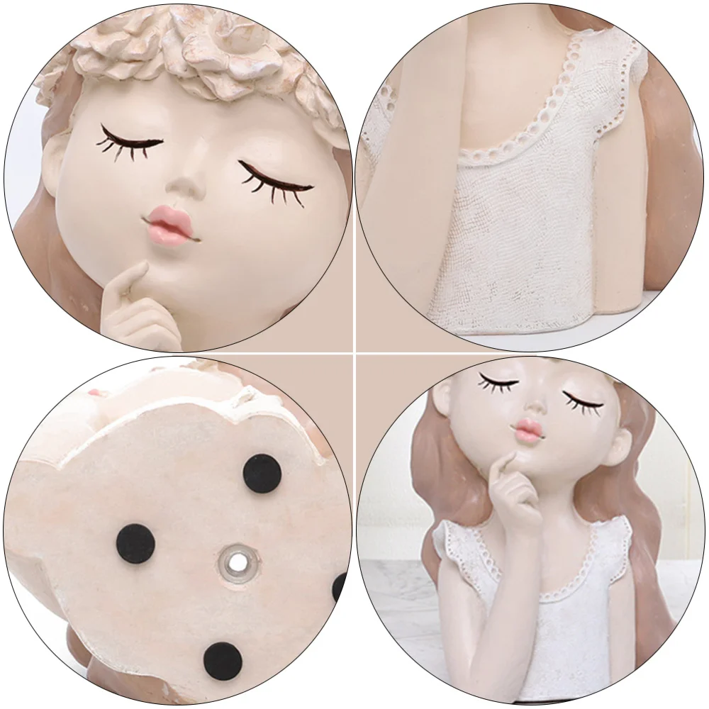 

Resin Lovely Meditative Girl Plant Pot Flowerpot Decoration for Home Office