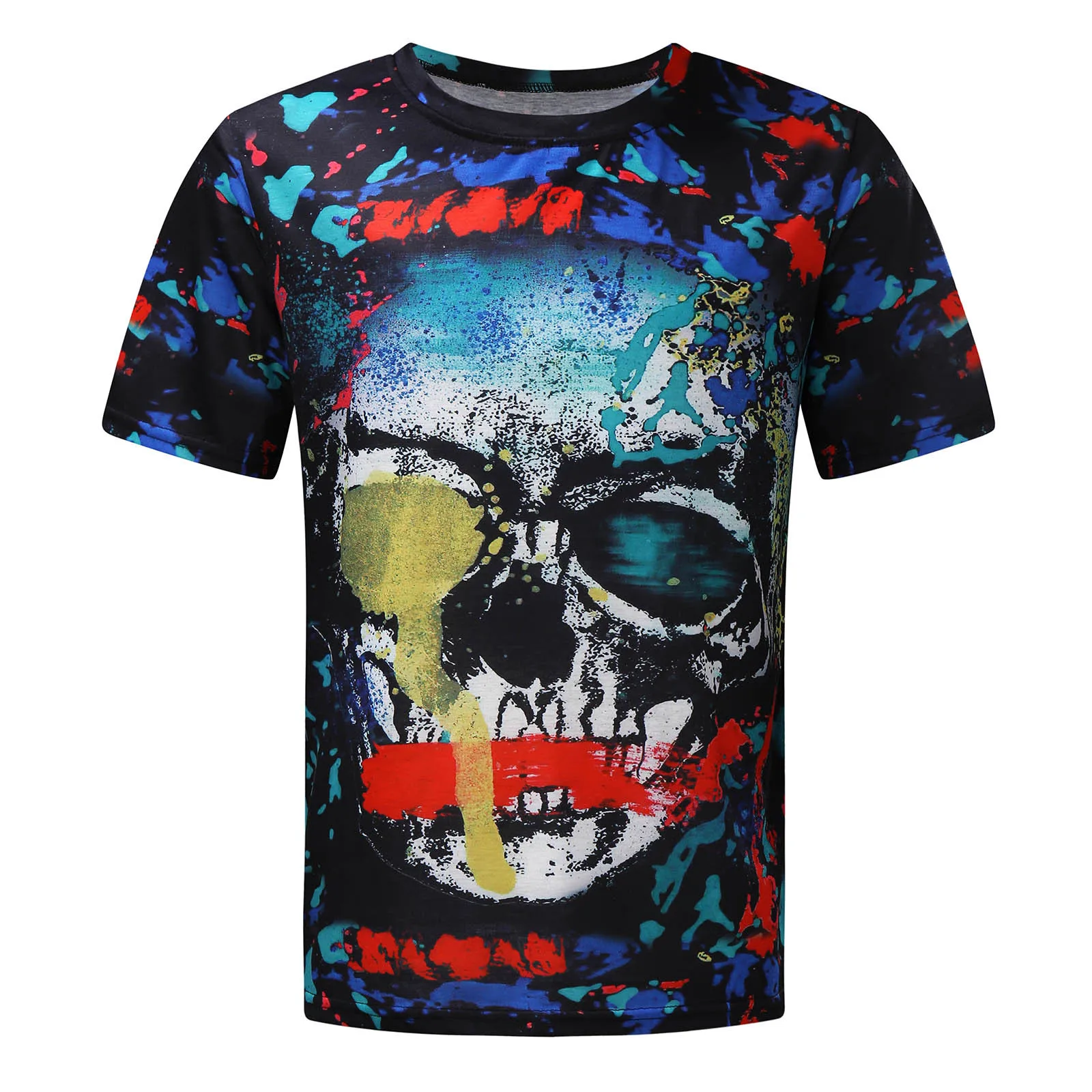 

Men's T-shirt High Quality Streetwear T-shirt Loose Cool 3D Skull Printed Men T Shirt Casual Short Sleeve O-neck Tees Shirt Top