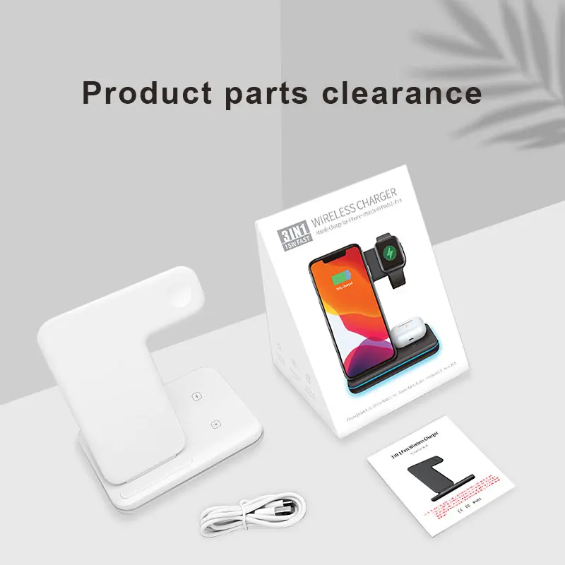

The Wireless Charger is Suitable For iphone12/Pro/Mini/Promax Mobile Phone Watch Headset Three-in-One Wireless Charger Bracket