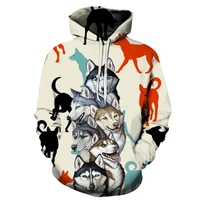 3d cute husky pattern new fashion spring and autumn hoodie women outdoor street hooded sweater womens sweater hoodie