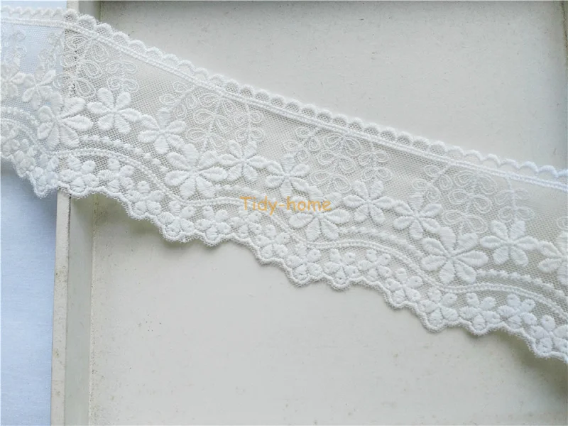 1 ярд 7 см Цветочная белая вышивка хлопок кружевная отделка Ткань Мягкое милое