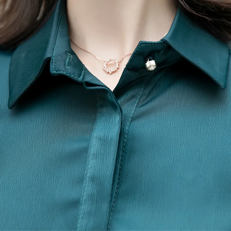 Fashion women shirt Spring autumn New temperament long sleeve formal slim satin blouses office ladies plus size work tops