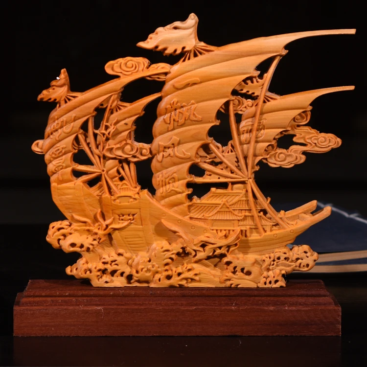 21 см парусная лодка деревянные статуи двухсторонняя резная полая скульптура