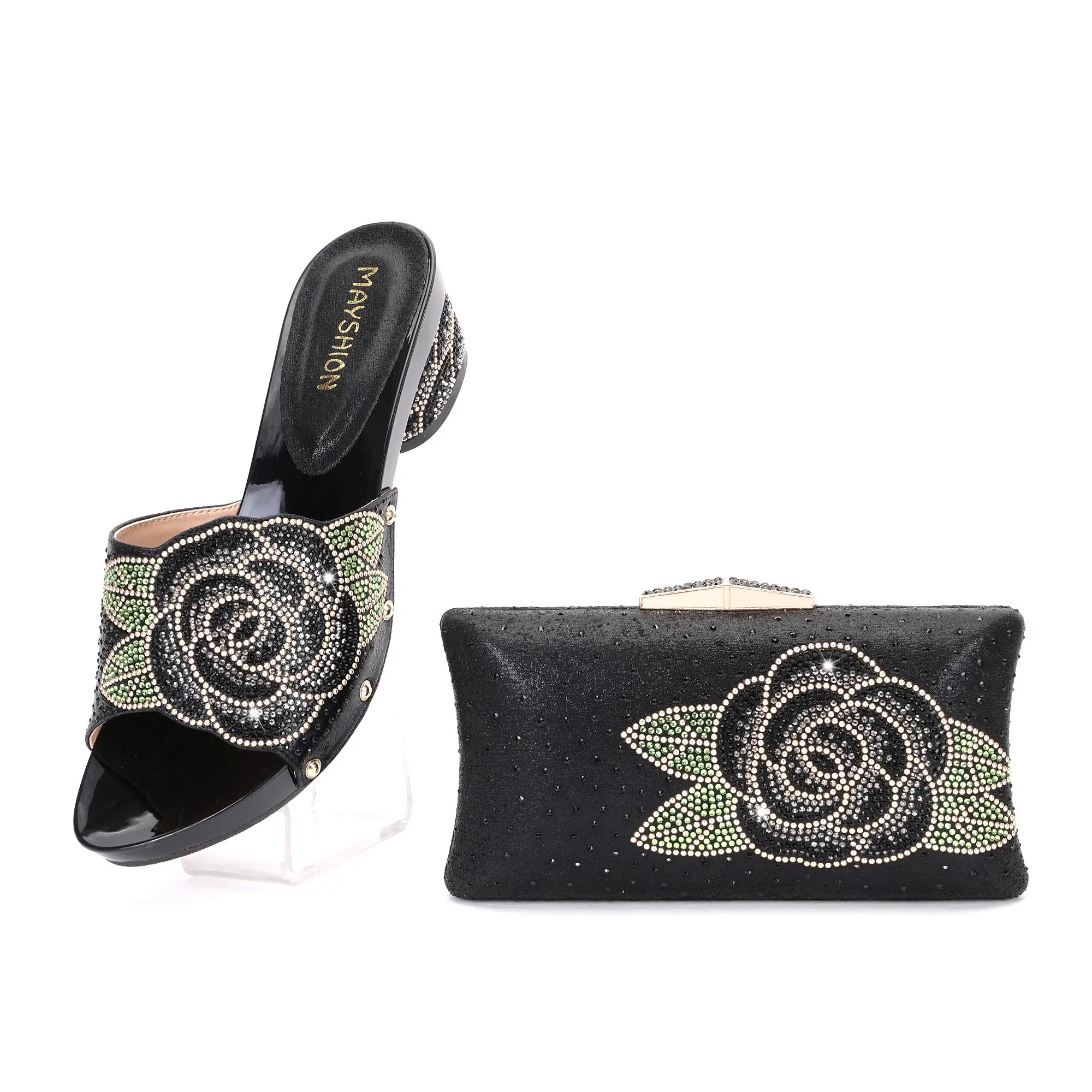 

Golden Crystal Women's Shoes Party Wedding 2021 New Design Wallet Shoe Set 43 Size Women's Shoes Golden Crystal Women's Shoes P