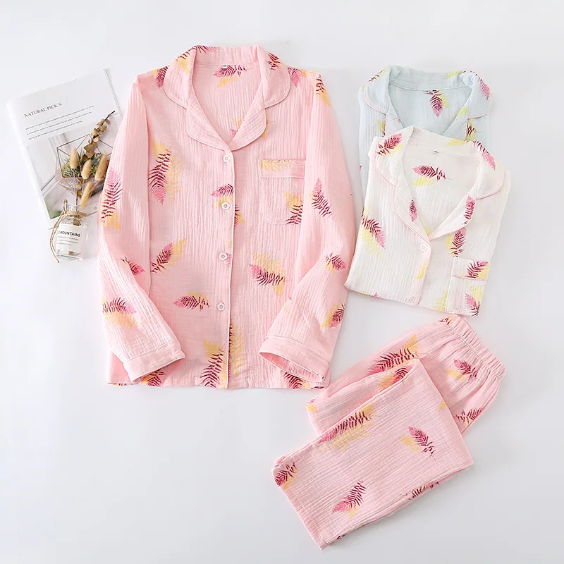 

Новый пижамный комплект для женщин на весну и осень, хлопковая одежда с длинными рукавами и милыми перьями для женщин, домашняя одежда из дв...