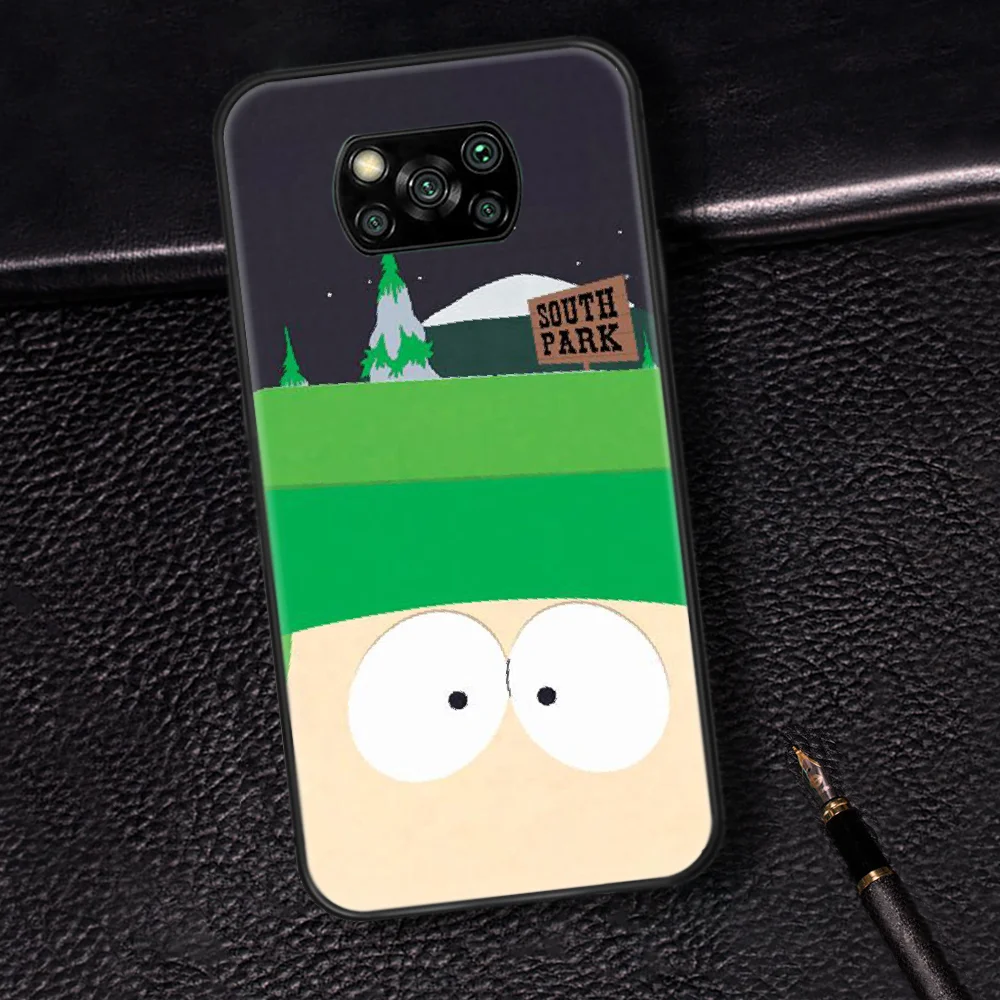 

South-Park Anime Phone Case Cover Hull For Xiaomi Mi A2 A3 8 9 SE 9T 10 10T Lite Pro Ultra Poco X3 black Bumper Painting Back