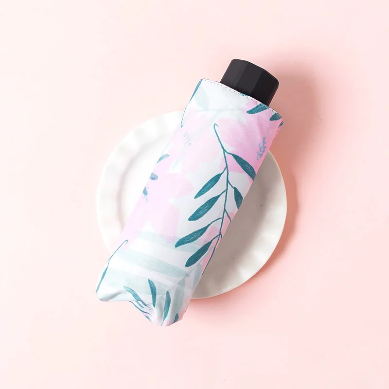 

Print Fabric Men Small Umbrella Rain Women Sun Protection Umbrella Travel Portable Parasolka Damska Parasol Windproof EA60YS