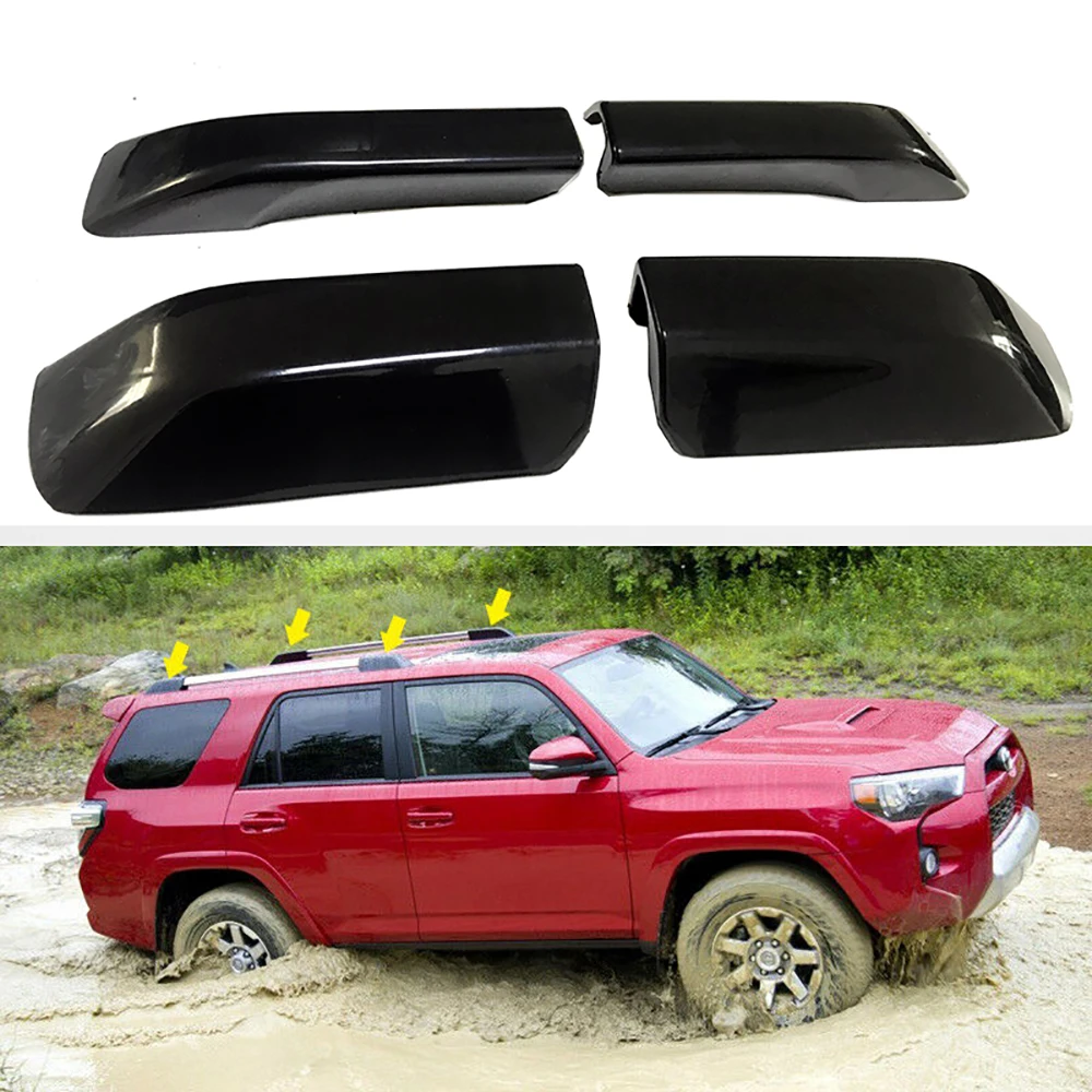 4Pcs Replacement For Toyota 4Runner N280 2010-2020 4-Door Black Car Styling Roof Rack Cover Bar Rail End Shell Accessories