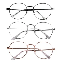 3pcs women men metal portable vision care spectacles eyeglasses frame optical glasses round glasses