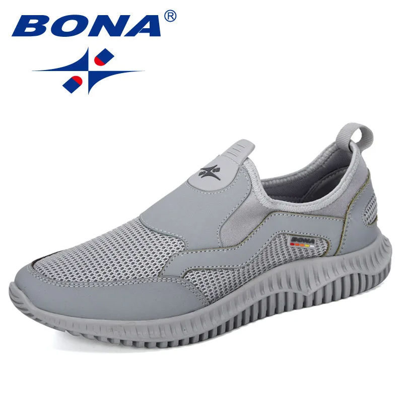 BONA New Running Shoes Man Super Light Mesh Knit Breathable Sneakers Outdoor Casual Shoes Jogging Tennis Walking Sports Shoes