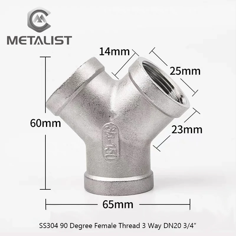 Метал DN10 SS304 Y-образная Тройная Женская резьба * F фитинги для труб Y-образный