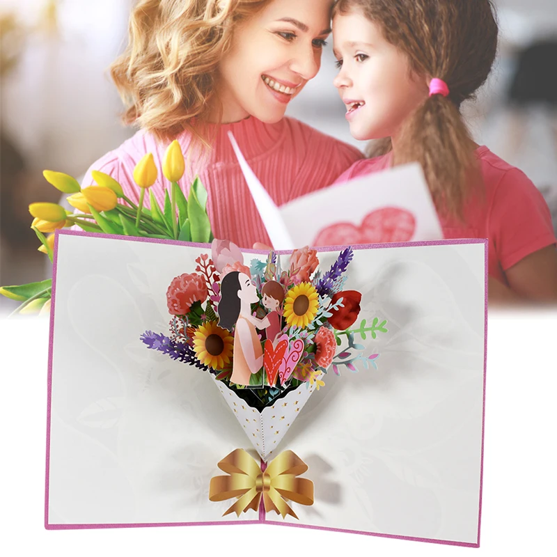 

Hot Beautiful 3D Pops Up Mom Greeting Card Mother's Day and Birthday Thanks Greeting Card for Mom Mother FQ-ing