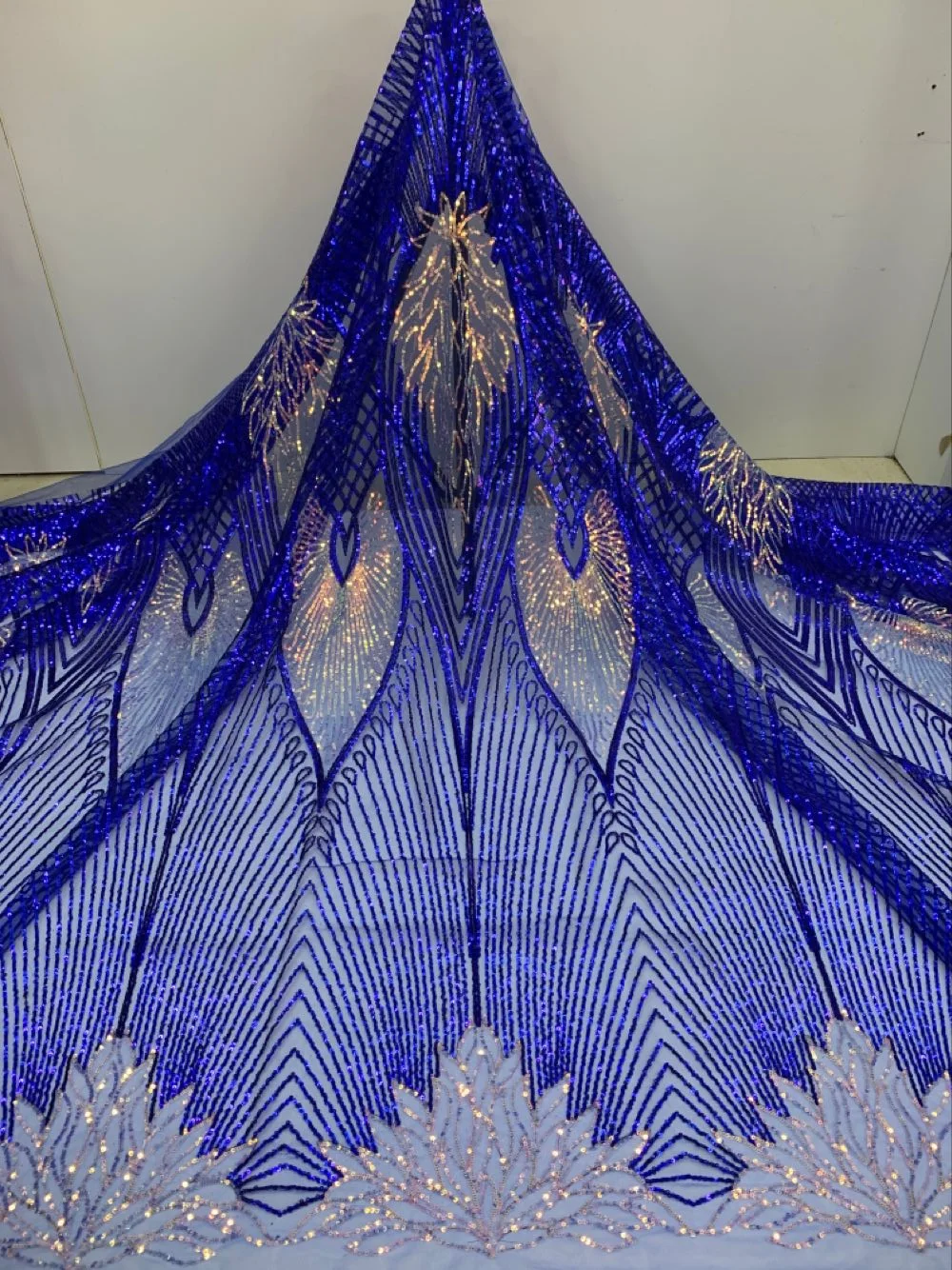 

Royal Blue Africa Tulle Lace Fabric 2020 High Quality Sequins Embroidery French Tulle Lace Material For Nigeria Wedding Dress