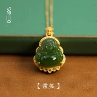 original changxiao hetian bi white jade pendant necklace female maitreya s925 sterling silver national style clavicle chain swea