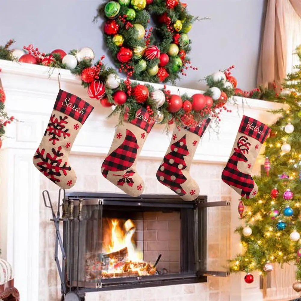 

1 шт. рождественские чулки, носки, Рождественский Подарочный пакет для конфет, украшение для камина и рождественской елки, новогодние и рожд...