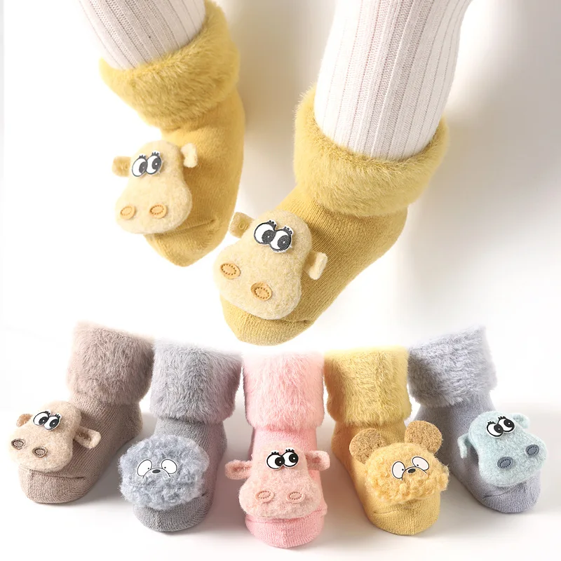Calcetines gruesos de algod&oacute;n suave para ni&ntilde;os y ni&ntilde;as, medias de animales de dibujos animados para reci&eacute;n nacidos, calcet&iacute;n de suelo c&aacute;lido-1