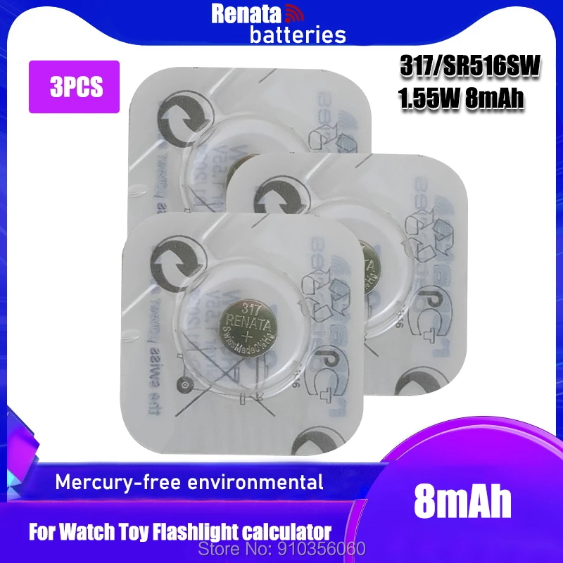 3 шт. Новый Renata длительный срок службы 317 SR516SW SR62 D317 V317 Кнопка батарейки для часов