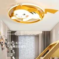 super cute cartoon pikachu childrens room bedroom ceiling lamp warm romantic male and girl eye protection intelligent lamp