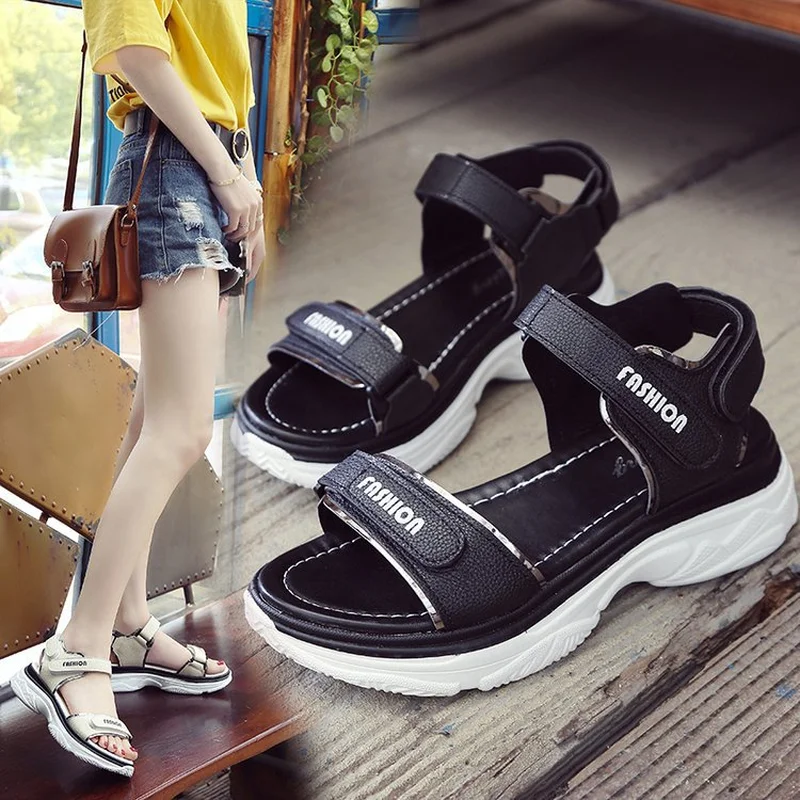 

Женские босоножки на танкетке, повседневные однотонные босоножки в римском стиле на платформе и высоком каблуке, большие размеры 35-40, новин...