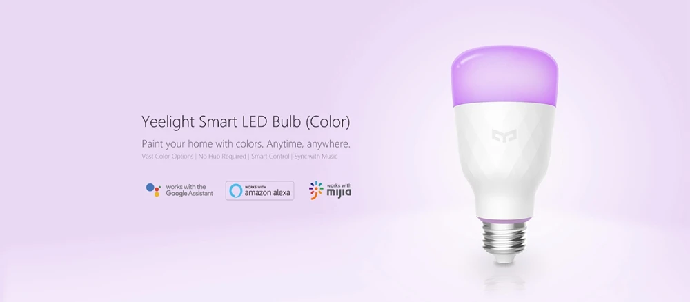 Yeelight YLDP06YL E26 E27 10Вт кзсв смарт-управляемая лампа работает с Amazon Alexa AC100-240V для струйного принтера Desk Ночной светильник