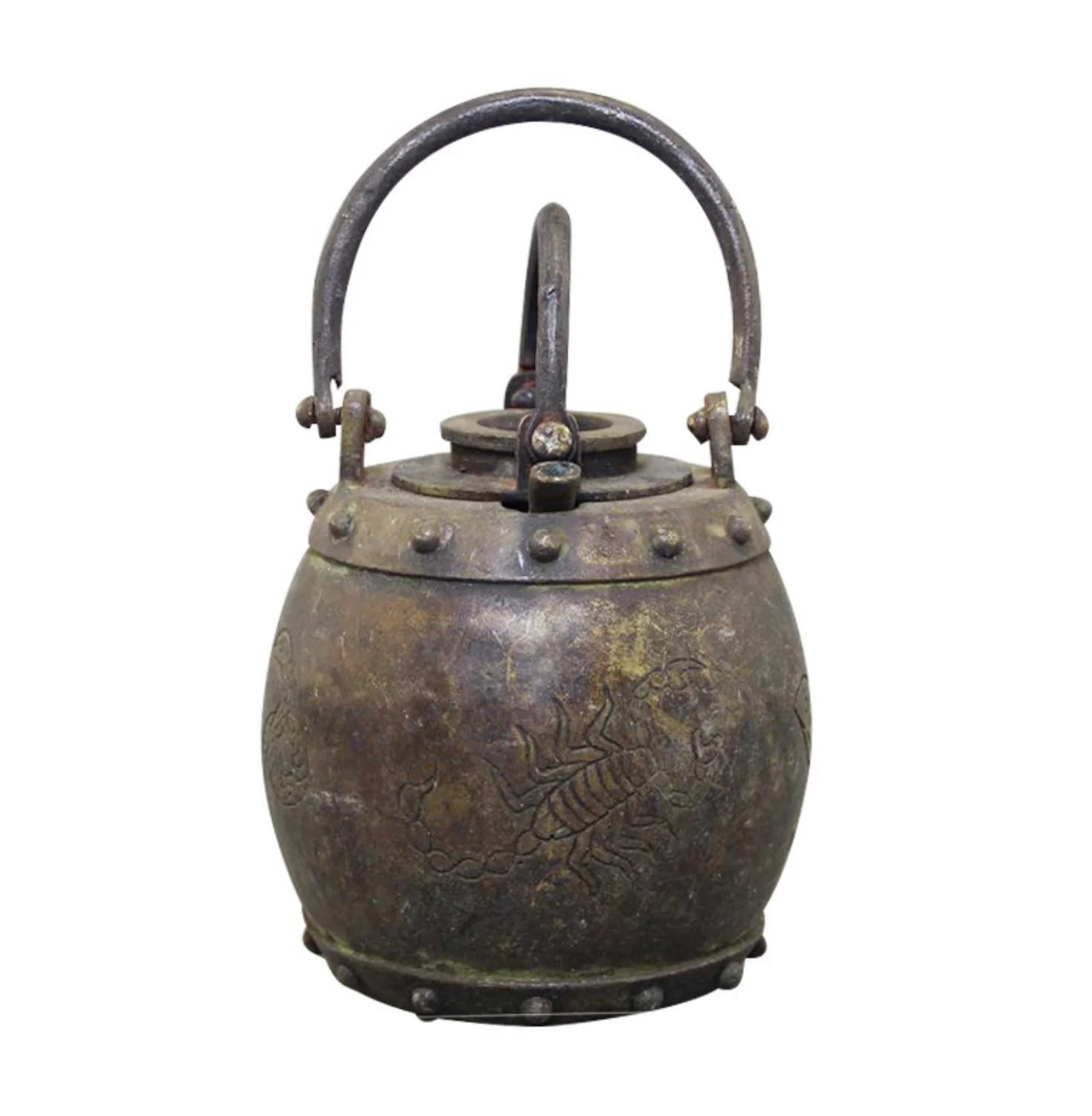 

christmas Antique handicraft exquisite brass bronze ware five poison warm wine pot ornaments