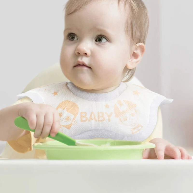 

30 Pcs Disposable Baby Bibs 360 Degree Rotation Feeding Apron Cotton Bandana Burp Cloth Newborn Infant Saliva Towel H3CD