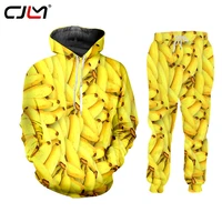 cjlm 3d mens tank fruit banana 2 piece suit shirt 3d print hoodie vest shirts shorts sets summer style custom unisex tracksuit