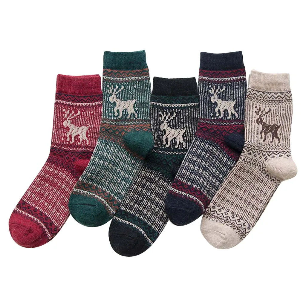 5 пар женские повседневные зимние теплые носки унисекс толстые шерстяные