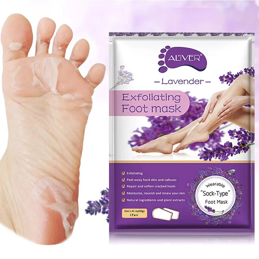 Lavender 1 пара отшелушивающая маска для ног увлажняющая отбеливающая удаляющая омертвевшую кожу кутикулы Уход за ногами педикюрные носки маска для пилинга кожи ног - Цвет: Lavender