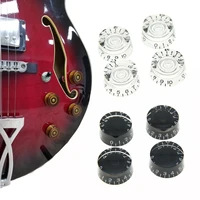 clear and black speed knobs guitar bass volume tone speed control knobs for epi lp numerals dial knobs