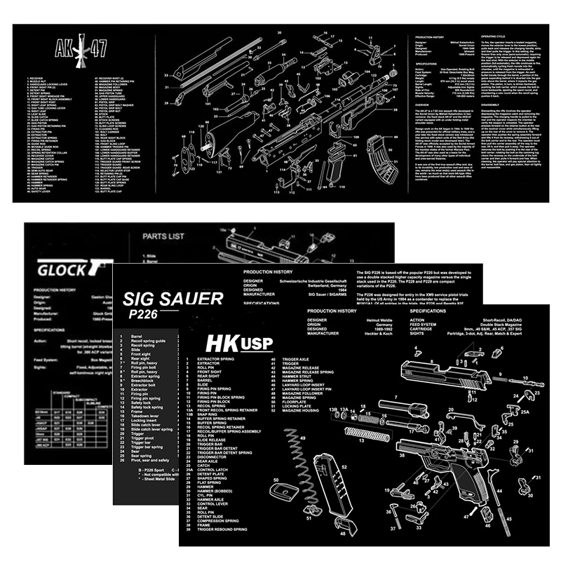 

AR15 AK47 Tactical Gun Cleaning Rubber Mat Non-Slip Gun Cleaning Bench Rubber Mat for Gl SIG P220 P226