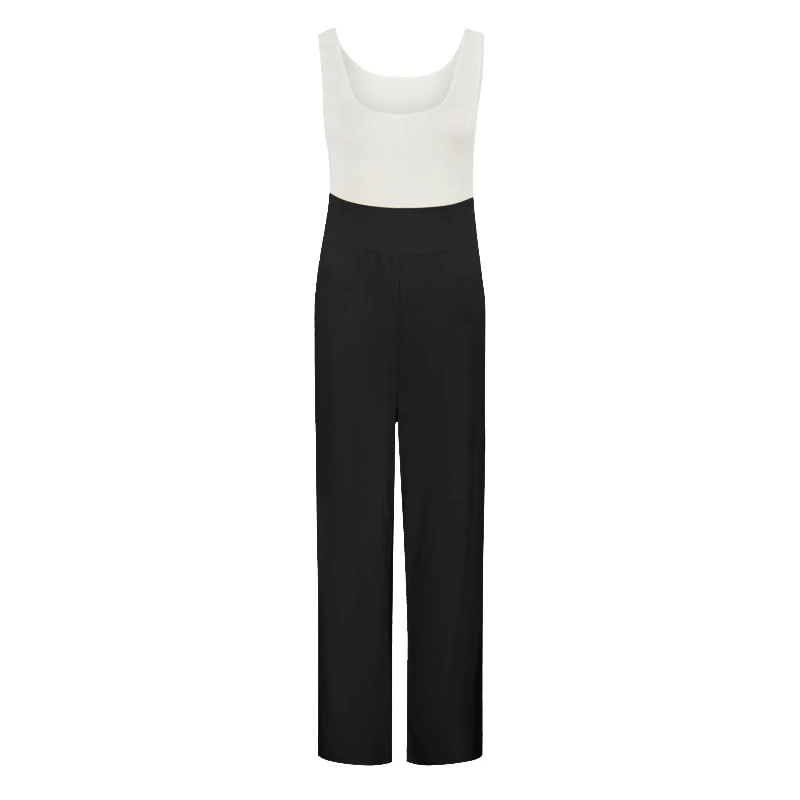 

Fashion Elegant Women Jumpsuits Office Lady Wide Leg Casual Solid Slim Jumpsuit Bodysuit O-Neck Sexy Sleeveless Vest Long Romper