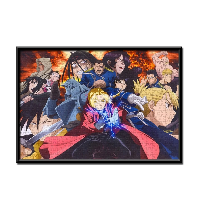 

Fullmetal Alchemist puzzle Edward Elric Alphonse Elric Winry Rockbell jigsaw puzzle 1000 pieces adult relief wooden toys