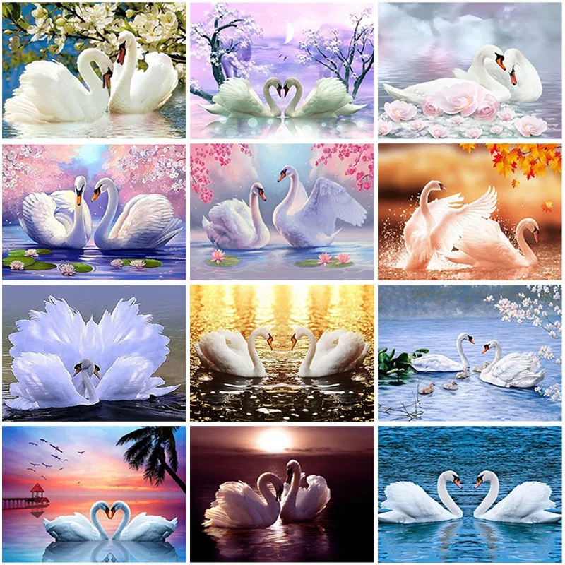 Swan DIY 5D Diamond Painting Full Round Drill Animal Embroidery Picture Rhinestone Mosaic Cross Stitch Kits Home Decor|Алмазная