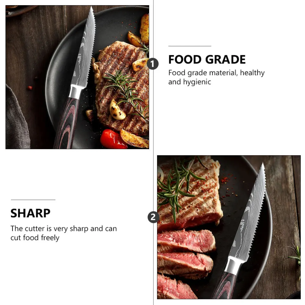 

1Pc Steak Stainless Steel Wooden Handle Cutter Western Food Cutter (Coffee)