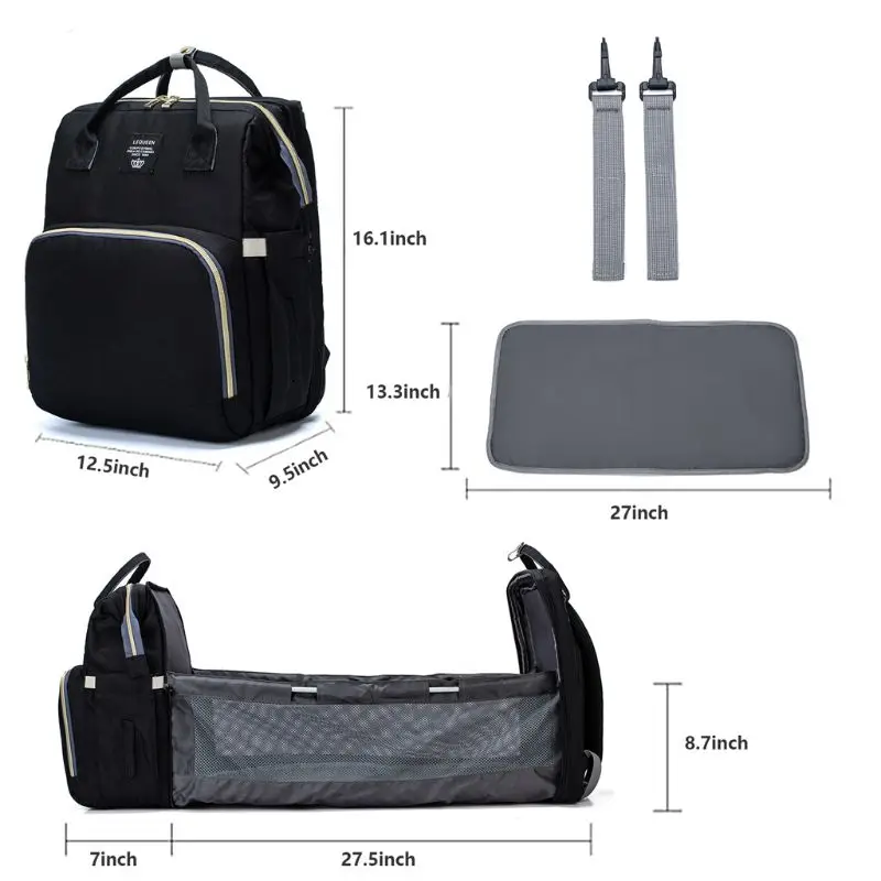 

2 IN 1 Folding Crib Backpack Multifunctional Large-Capacity Diaper Bag Multifunctional Diaper Bag Backpack Travel Portable Large