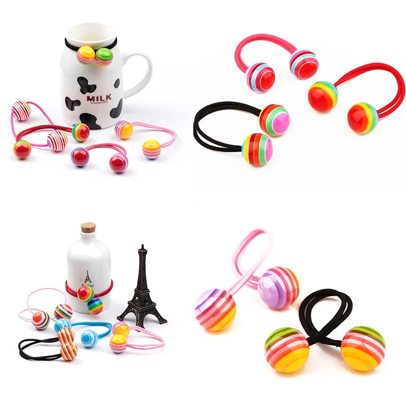 Полосатые Шаровые эластичные веревочные резинки для волос конский хвост