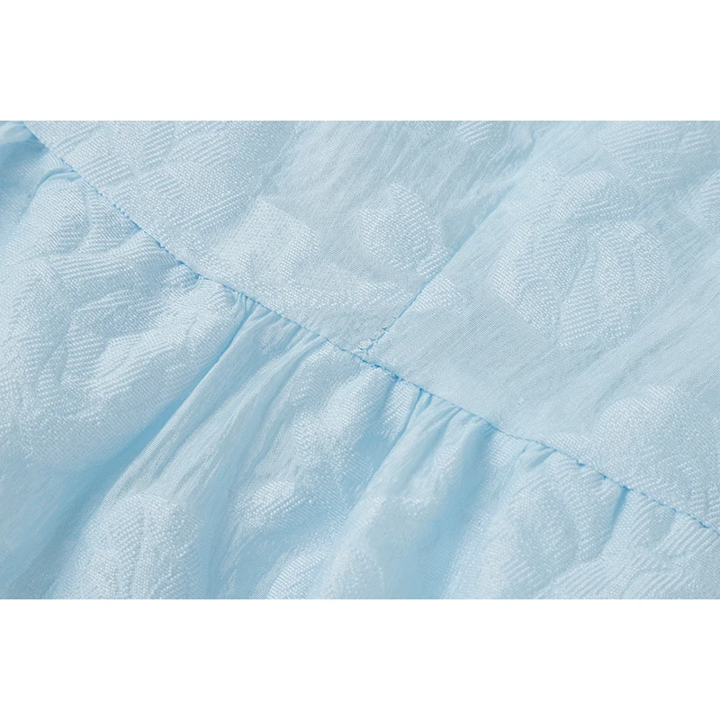 

French Temperament Dress For Women Vintage Square Collar Puff Sleeve Jacquard Dress 2021 Summer New Bow Lace-Up Female Dresses