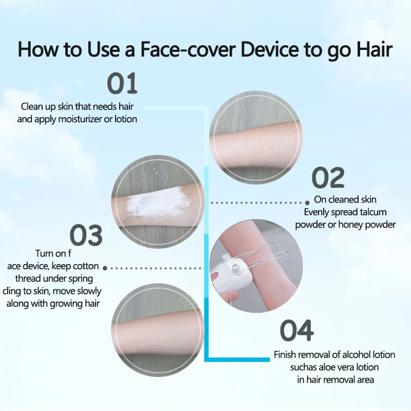 Electric Epilator Body Facial Leg Hair Removal Growth Inhibitor Women Effective Defeatherer Cotton Thread Depilator | Бытовая техника